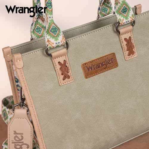 Montana West Wrangler Tote Bag for Women Aztec Western Retro Purse Top Handle Handbags - color: B-aztec-green