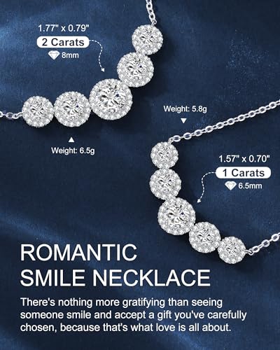 Moissanite Necklace for Women, 1.7-7.6 Carat Heart Necklace Engraved 'I LOVE YOU' Gift for Wife, Wedding Anniversary Birthday Gifts for Women, Jewelry Gifts for Her Wife Mom Girlfriend Lady - style: Halo Moissanite-4.6 Carats