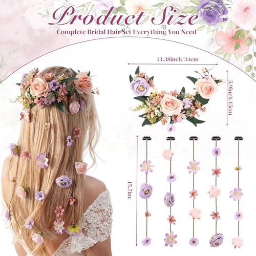 Elegance Bridal Hair Vine Artificial Flower Bridal Headpiece Wedding Hair Accessories Long Vine Wedding Head Piece Accessories - style: Elegance