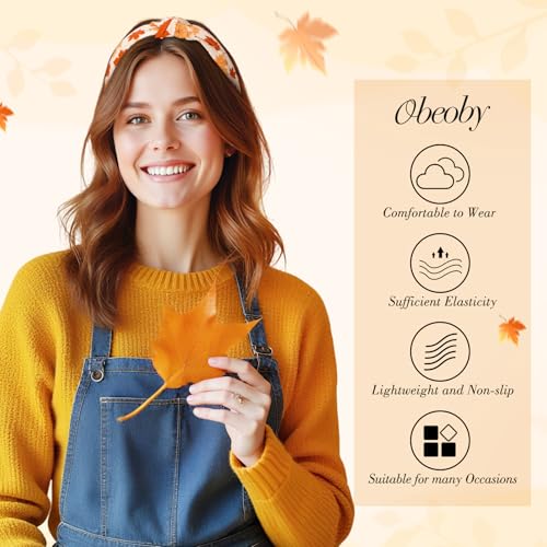 obeoby Fall Headbands for Women, Thanksgiving Knotted Headband Holiday Hairbands for Women Girls Autumn Festive Gift - color: Fall serise