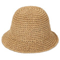 Womens Sun Hat Handmade Straw Bucket UV Protection Travel Summer Beach Cap - color: Khaki