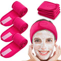 Whaline Spa Facial Headband 4 Packs Head Wrap Terry Cloth Headband Adjustable Stretch Towel Band for Bath, Makeup and Sport (Rose Red) - color: Rose Red