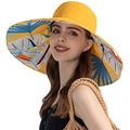 HUAMULAN Women Summer Sun Hat Wide Brim Wired Edge Floral Beach Bucket Hats Reversible Foldable Travel UV Protection Lady Hat - color: Bg8240-yellow