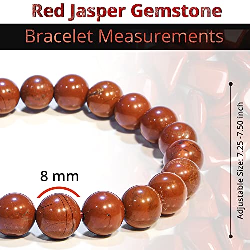 ANAYA AGATE Healing Crystal Bracelet for Women and Men – 8mm Round Beaded Bracelet for Men and Women – Unisex Stretchy Gemstone Bracelet for Healing and Protection - color: Red Jasper