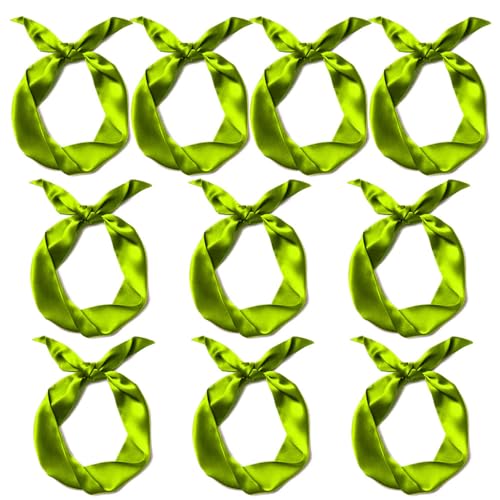 10 Pcs Long Thin Small Skinny Scarf Satin Neck Tie Ribbon Choker for Women Girls - color: Army Green