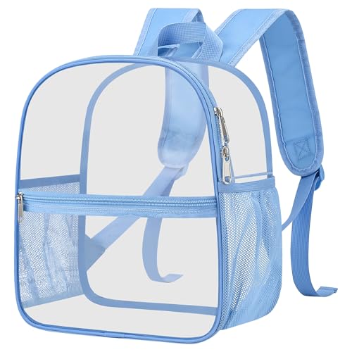Oraben Clear Backpack, Stadium Approved 12 x 6 x 11, Small Clear Backpack for Concerts & Stadium Events, Fast Security Check, Waterproof PVC, Adjustable Straps, Women Men - color: Sky Blue, style: Enhanced Strap