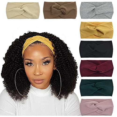DRESHOW 8 Pack Headbands for Women Yoga Knotted Headbands Elastic Criss Cross Hair Accessories Sports Head Wrap Non Slip - color: 8 Pack Ribbing Cross Headbands