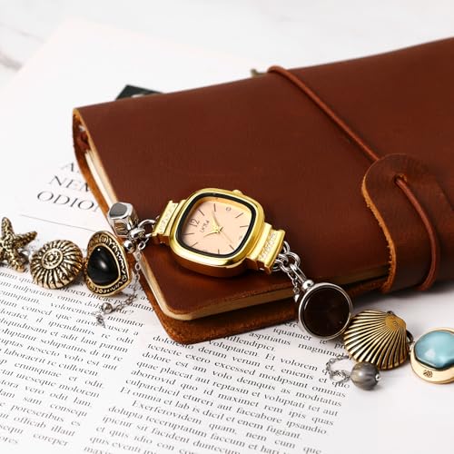 Avaner Women's Choker Watches Necklace: Vintage Retro Handmade Gold Silver Square Boho Style Stainless Steel Analog Quartz Pendant Necklace Watch for Party Costumes