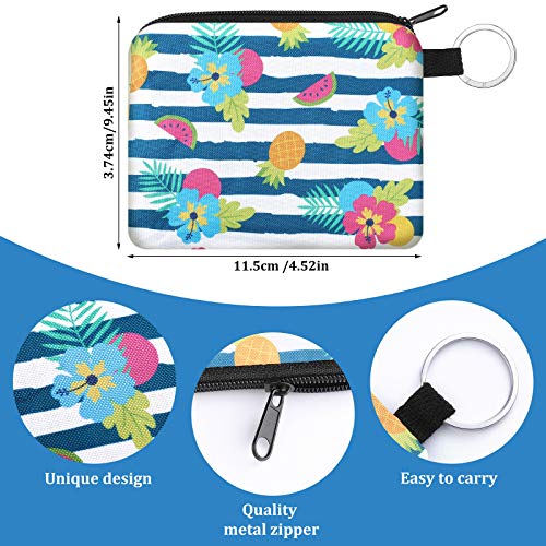 Boao 10 Pieces Small Coin Purse for Women Adults, Change Purse Pouch Mini Wallet Coin Bag with Zipper (Tropical Series) - style: Tropical Series