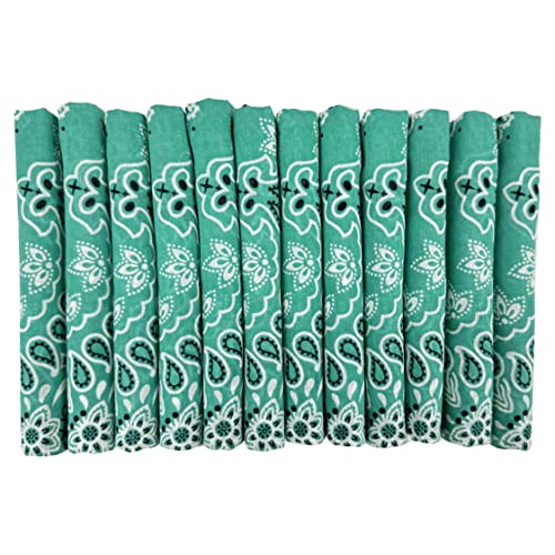 Bandanas Gift Set 12 Pack Soft Thin Handfeel Cotton Bandanna Scarf for men - color: Emerald Green