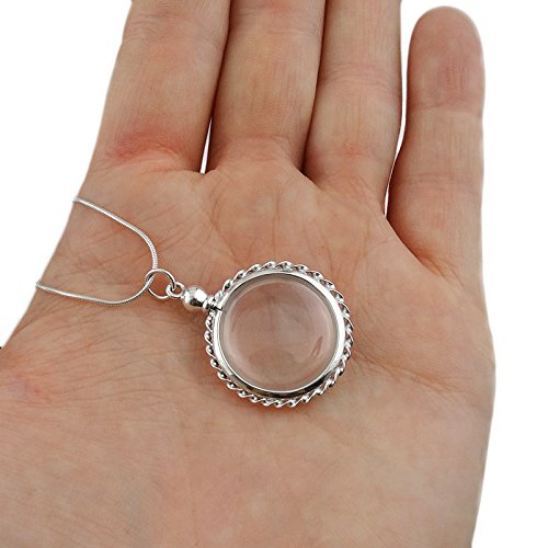 FashionJunkie4Life Sterling Silver Oval Locket Necklaces for Women, 18" Cable Chain - style: Small Clear