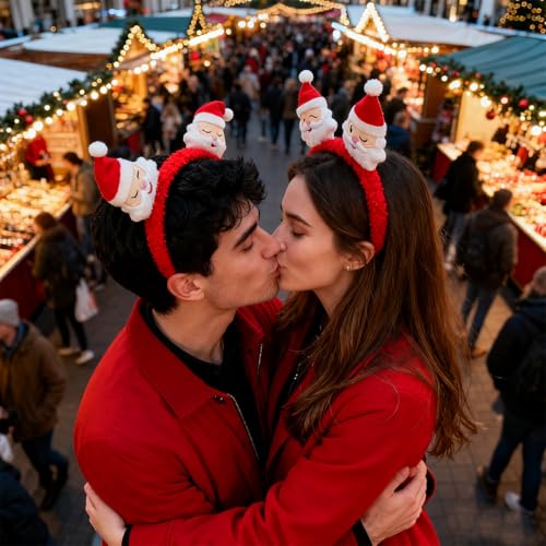 Christmas Headband Cute Santa Claus Headbands for Women Smiling Santa Claus Costume Hair Accessories Winter Christmas Head Bands Fashion Holiday Hairbands Xmas Fashion Accessories for Women 2 Pack
