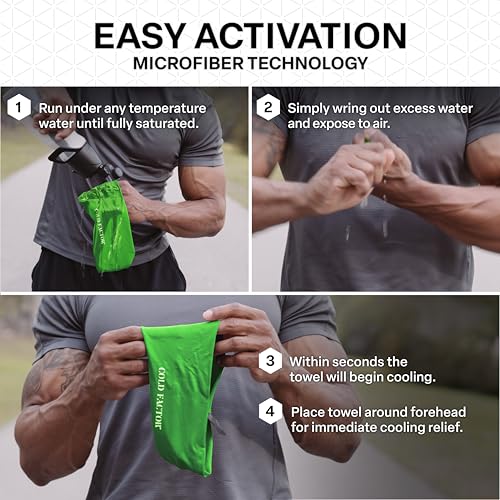 COLD FACTOR Cooling Headband for Women and Men – UPF 50+ Advanced Evaporative Comfort, Instant Cooling Sweatband for Outdoor Sports, Fitness, Yoga, Hiking, Running, and Workout - color: Lime