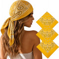 Junvena 27 Inch Extra Large Bandana 100% Cotton,Soft Thin Breathable Headband for Men Women, Solid & Paisley - color: Golden 3 Pack
