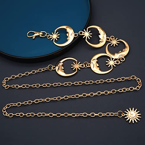 Metal Waist Chain Body Belly Belt Chains Jewelry Accessories for Women - color: Moon Gold, size: M: 47.2 in