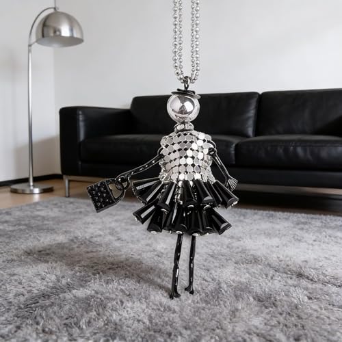Crystal Paris Doll Necklace for Women, Handmade Cute Dress Long Chain Pendant Necklace Prom Costume Jewelry - style: 34