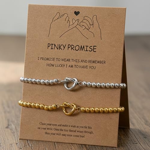 Matching Bracelets for Couple,Gold Silver Beaded Heart Couples Bracelets,Raomantic Relationship Promise Jewelry Gifts for Her - color: Heart
