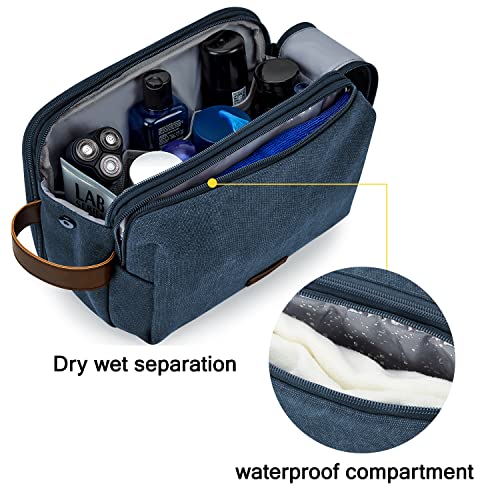BAGSMART Toiletry Bag for Men, Canvas Travel Toiletry Organizer Dopp Kit Water-resistant Shaving Bag for Toiletries Accessories,Navy Blue-Large - color: Navy Blue, size: Large