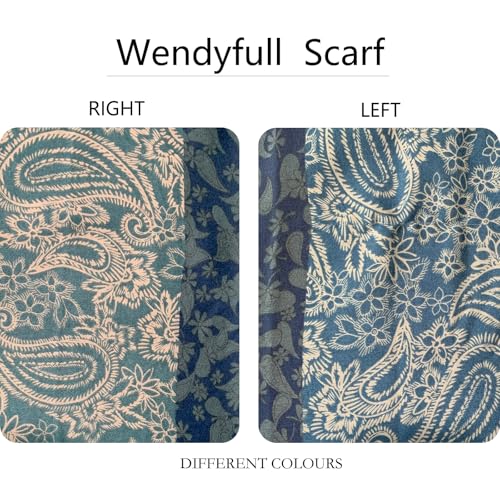 Paisley Pashmina Feel Shawls Wraps for Women Rave Scarf Soft Silky Exotic Boho All Seasons - color: Dark Blue