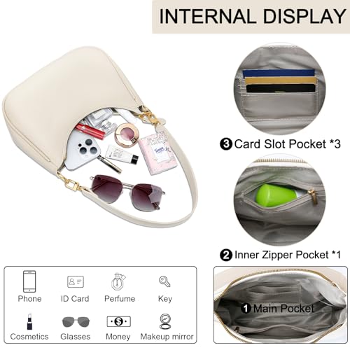 KKXIU Shoulder Bag for Women Cute Hobo Purses and Handbags Retro Clutch Underarm Purse | Cute - color: Beige