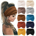 Jesries 10 PCS Women Headbands African Wide Hair Wrap Extra Turban Head Bands for Lady Large Sport Workout Stretch Non-slip Big Hair Bands - color: Khaki