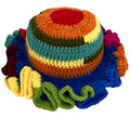 Handmade Crochet Bucket Hat for Women Boho Chic Slouchy Design Colorblock Ruffled Brim Festival&Daily Crochet Hat - color: Red Top Contrasting