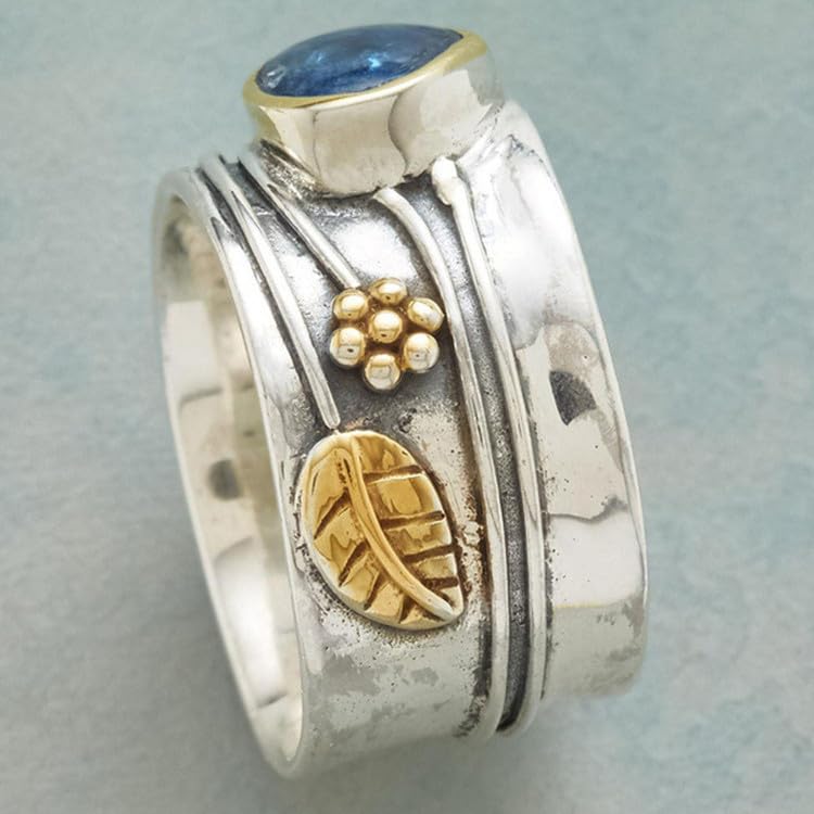 Mnyixsi Vintage Silver Blue Moonstone Ring 925 Sterling Silver Retro Princess Waterdrop Cut Sapphire Band Diamond Gemstone Wedding Engagement Ring Gemstone Boho Ring Size 7 - size: Size 7
