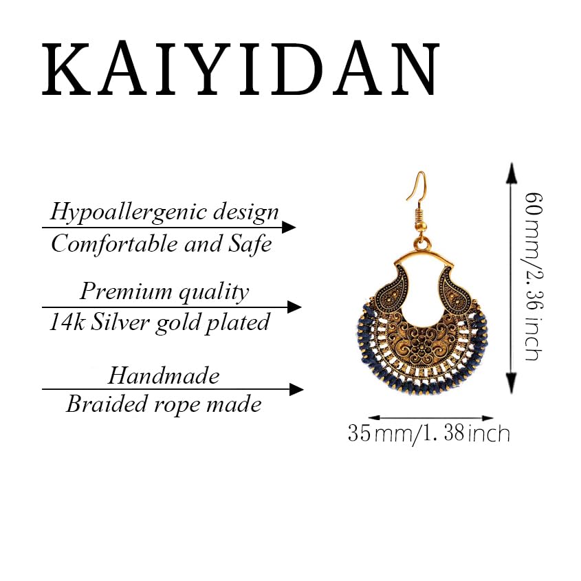 Silver/Gold Boho Dangle Statement Earrings for Women Trendy,Handmade Vintage Dainty Cute Long Drop Summer Earrings,fashion Accessories Jewelry Gifts - color: A14 Round Hoop Bronze