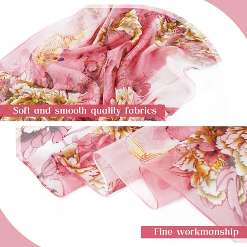 E-Clover Unique Fashion Women's Scarf Chiffon Sheer Scarves for Women Lightweight - color: Pink-0401