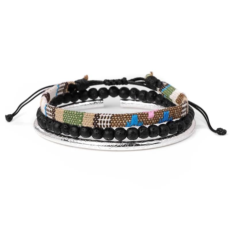 Hippie Necklaces For Women Men, Boho Woven Rope String Bracelets Handmade, Adjustable Braided Long Rope Charm Pendant, Peace Sign Bohemian Couple Bracelets Jewelry Keychain - color: hippie bracelets 643