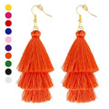 Earrings for Women Dangling, Layered Tassel Earrings Fringe Earrings Bohemian Studs Drop Earrings - color: Orange