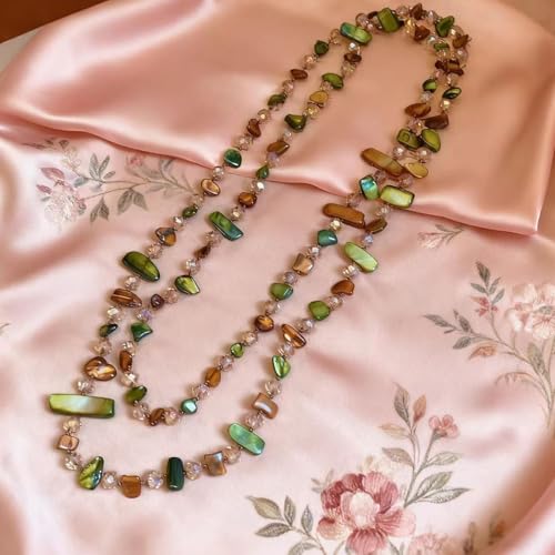 Boho Colorful Seashell Beaded Double Layer Necklace Long Stackable Vacation Necklace Fashion Jewelry Western Gifts - color: A3:long boho necklace