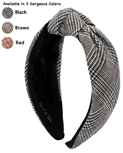Plaid Black Headbands for Women Wearable All Day, Head band for Women's Hair is Chic, Year-round Head bands Adult Women Knotted Headband Fashion Designer Top Knot Head bands Girl - color: Plaid Black A