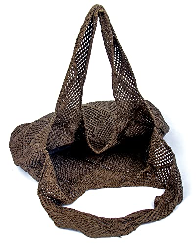 Crochet Mesh Beach Tote Shoulder Handbags Hobo Summer Aesthetic Women's Bag - color: Brown