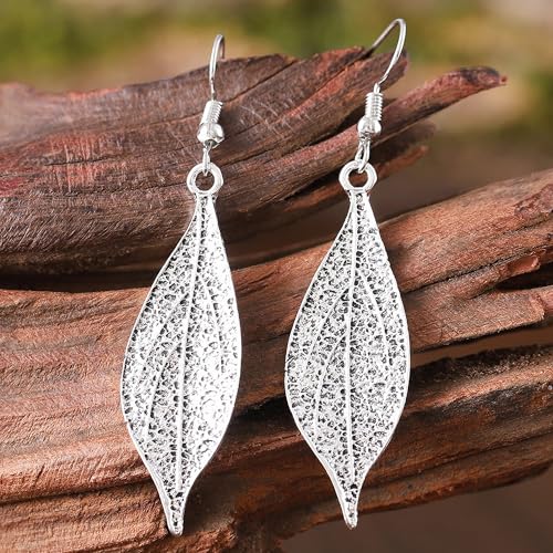Boho Teardrop Earrings, Handmade Copper Bohemian Earrings, Dangle Antique Ethnic Jewelry for Women - color: Vintage Silver