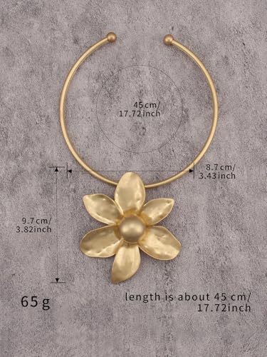 GelConnie Long Necklaces for Women Boho Large Pendant Necklace Casual Bohemian Brown Leather Choker Sweater Circle Statement Stone Necklace - style: Flower Gold Necklace