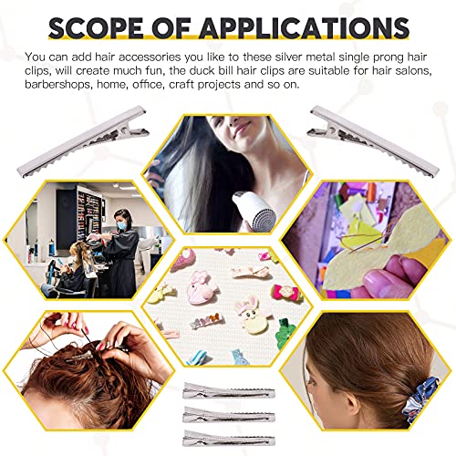 200Pcs 2.95 inch / 7.5 cm Alligator Hair Clips Bulk Silver Single Prong Hair Clips For Bows Making Hair Pins For Sectioning Hair Styling And Sectioning Hairdressing DIY Crafts - size: 1 Count (Pack of 200)