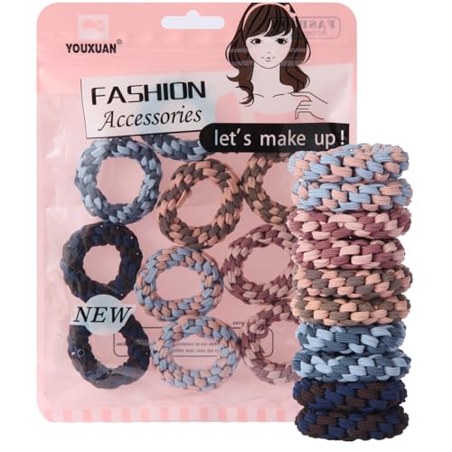 Youxuan Colorful Elastic Hair Ties, Soft, Stretchy, and Non-Damage Hair Rubber Bands, 10 Pack Strong and Durable Scrunchies for Women and Girls - color: Classic Color-BZ
