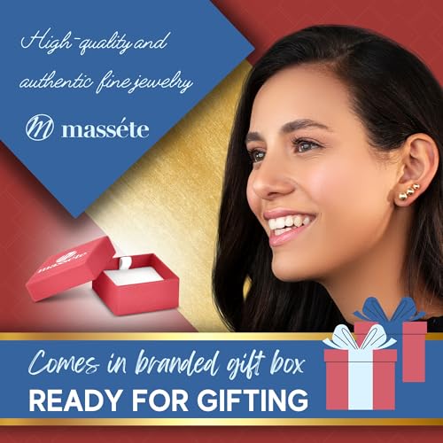 MASSETE Gold Ball Stud Earrings for Women and Girls | 10k, 14k | White Yellow or Rose Gold | 5mm -12mm | Nickel Free - color: 10K White Gold