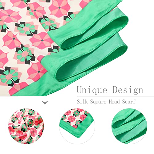 Molans 35" Silk Satin Square Head scarves - 4Pcs Large Scarfs Hair Bandana Head Kerchief Neck Scarf Sleeping Wraps for Women - color: Through Printing