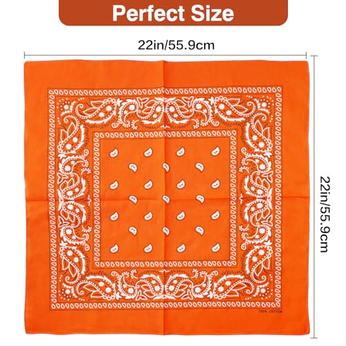 Raylarnia Bandana Multi-Purpose 100% Cotton Headbands for Women, 22 inch Paisley Cowboy Bandanas for Men - color: Gold
