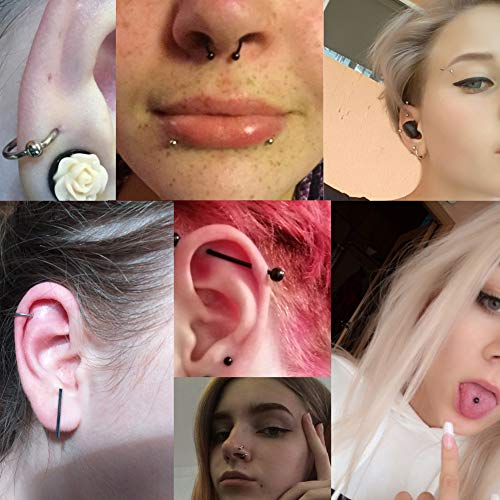 Xpircn 150PCS Piercing Kit Jewelry Stainless Steel Lip Nose Tongue Tragus Cartilage Daith Eeybrow Belly Button Rings Body Piercing Tools 14G 16G 20G - color: Silver
