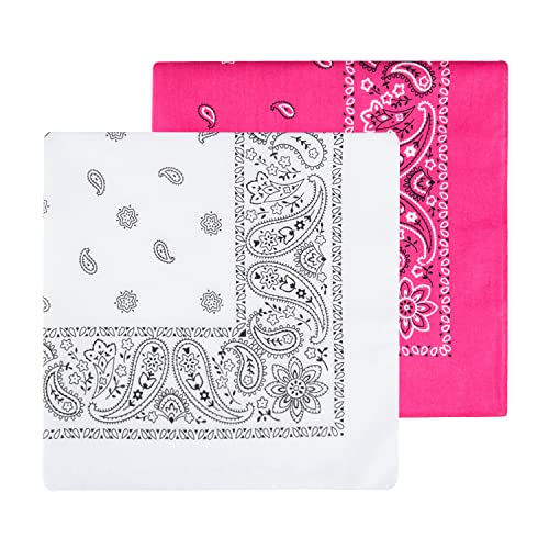 Levi’s All-Gender Multi-Purpose Bandana Gift Set – Headband, Wrap, Face & Neck Coverage - color: Pink/White, size: Pack 2