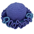 Handmade Crochet Bucket Hat for Women Boho Chic Slouchy Design Colorblock Ruffled Brim Festival&Daily Crochet Hat - color: Sky Blue
