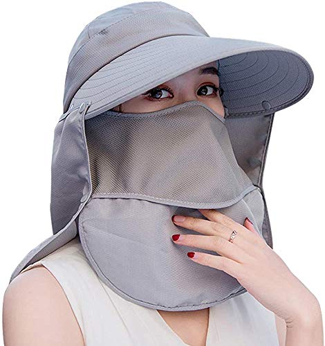 Wide Brim Sun Hat – Multifunctional UPF 50 Protection Bucket Fishing Hat Cap - color: Grey
