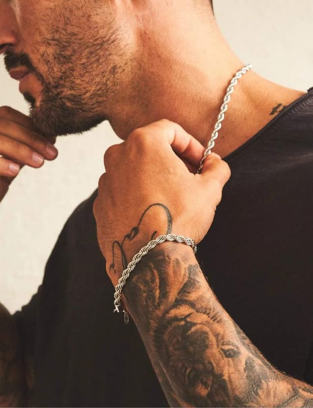925 Sterling Silver Rope Bracelets 2/3/5mm Silver/Gold Plated Bracelets for Women Rope Chain Bracelet for Men 6.5-9 Inches - color: Silver 5mm, size: 7.5
