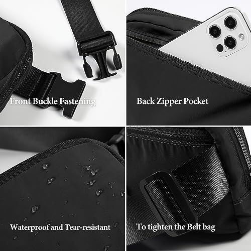 ODODOS Unisex Mini Belt Bag with Adjustable Strap Small Fanny Pack for Workout Running Traveling Hiking, Black - color: Black