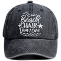 HHNLB Beach Hair Don’t Care Hat, Washed Cotton Adjustable Embroidered Baseball Cap - color: Embroidered Black