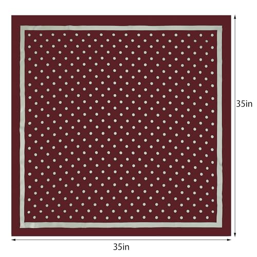 Pistha Head Scarf Bandana for Women, Satin Scarf for Hair, Large Square Silk Bandana Headscarf for Women and Men 35 Inch - style: Dot-red