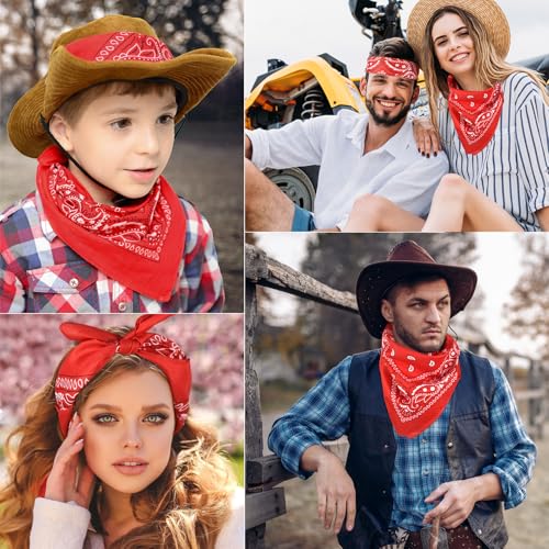 NACHLYNN 10/20pcs Paisley Bandanas Assorted Bandanas Cowboy Polyester Headbands Square Scarf Headwear - color: Red